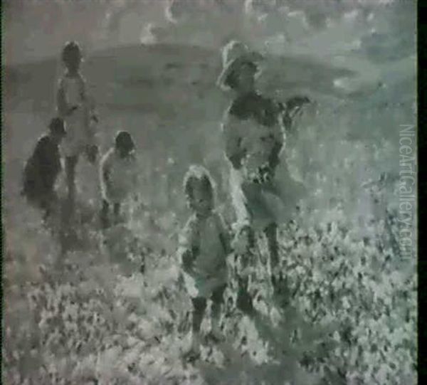 Children Gathering Flowers Oil Painting by Dorothea Sharp