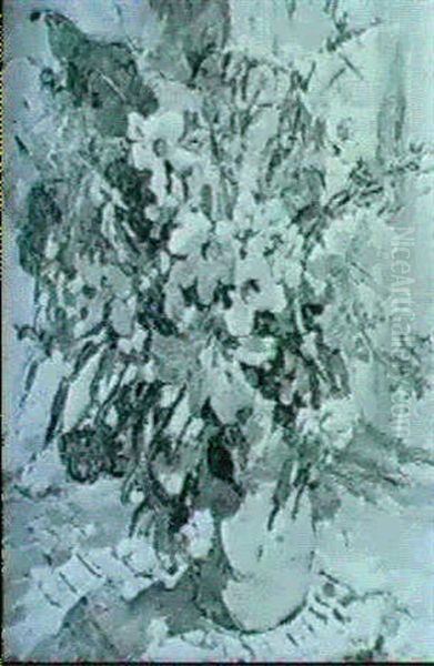 A Spray Of Summer Flowers In An Earthenware Vase Oil Painting by Dorothea Sharp