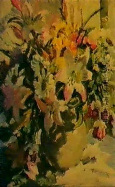 Summer Flowers In An Earthenware Vase Oil Painting by Dorothea Sharp