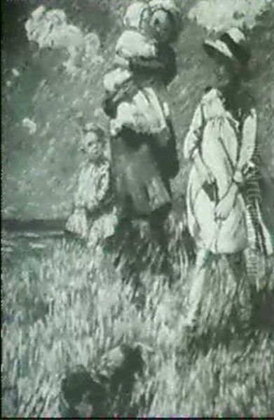 Kinder Beim Spaziergang Oil Painting by Dorothea Sharp