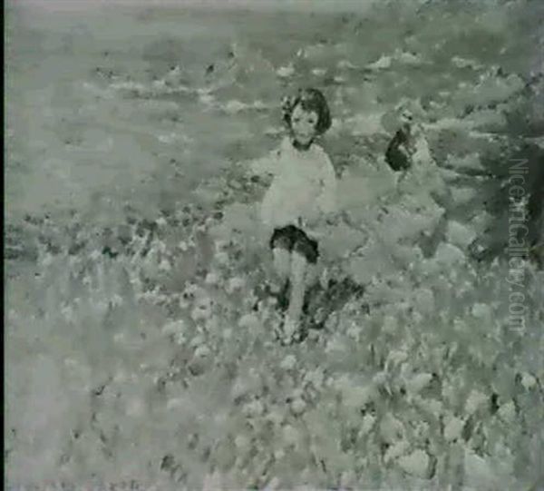 Picking Flowers On A Cliff Top Oil Painting by Dorothea Sharp