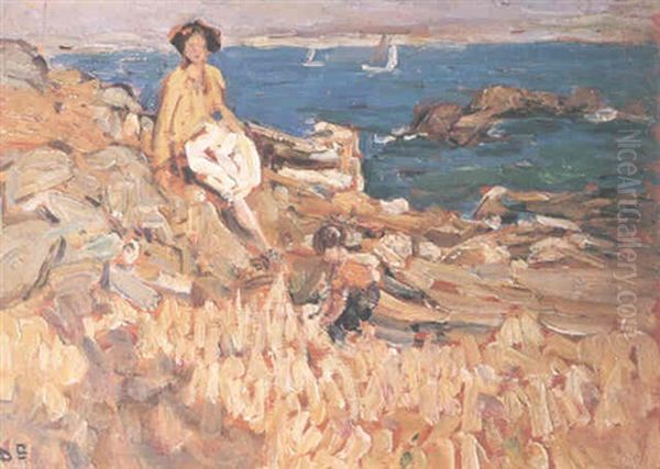 Young Girl Seated On A Rock Oil Painting by Dorothea Sharp