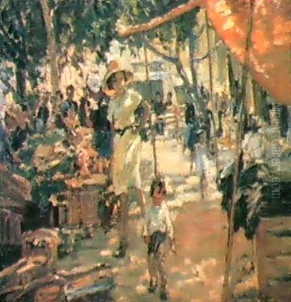 In The Market Oil Painting by Dorothea Sharp