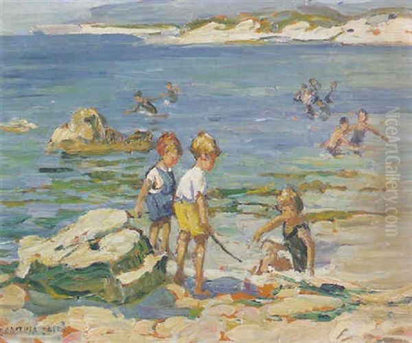 Playing In The Surf Oil Painting by Dorothea Sharp