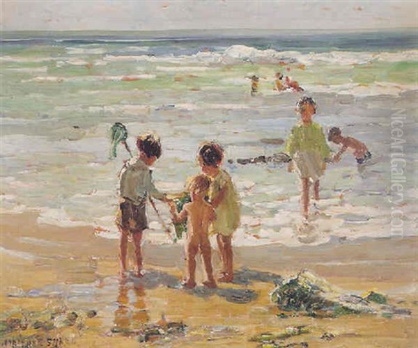 Examining The Catch Oil Painting by Dorothea Sharp