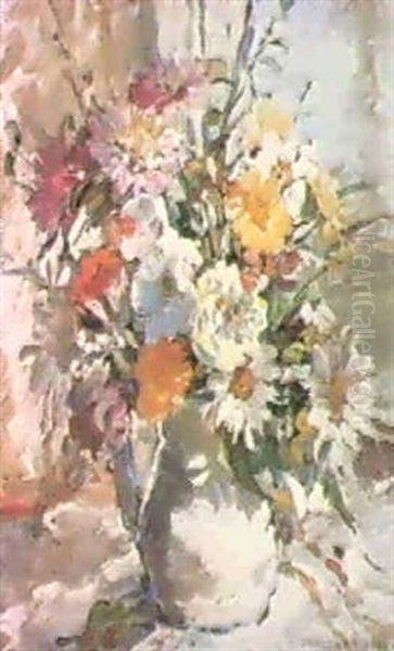 Summer Flowers In A White Jug Oil Painting by Dorothea Sharp