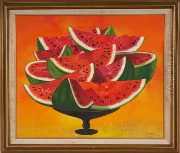 Still Life, Watermelons In Compote Oil Painting by John Oliver Sharp