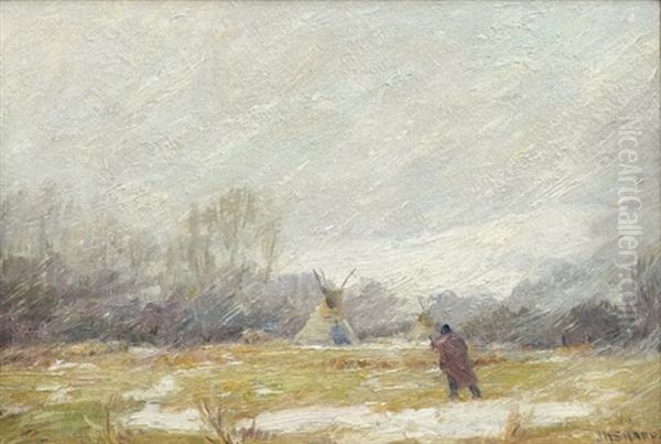 The Blizzard Oil Painting by Joseph Henry Sharp
