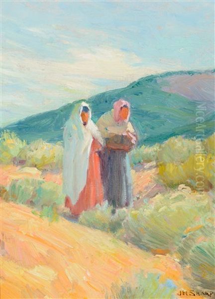 By The River Oil Painting by Joseph Henry Sharp