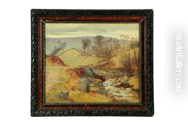 Farm Fields With Stream Oil Painting by Joseph Henry Sharp