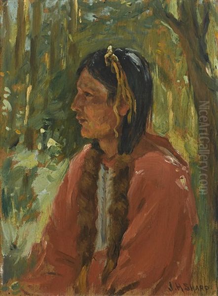 Elk Foot, Jerry, Taos, New Mexico Oil Painting by Joseph Henry Sharp