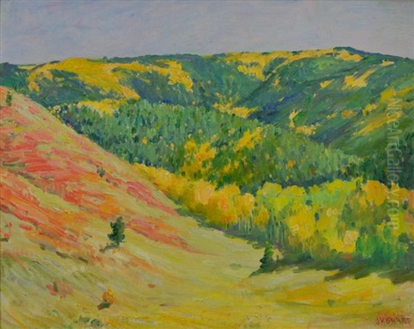 Fall Landscape Oil Painting by Joseph Henry Sharp