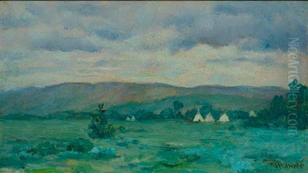 Early Summer Clouds, Crow Camp, Montana Oil Painting by Joseph Henry Sharp