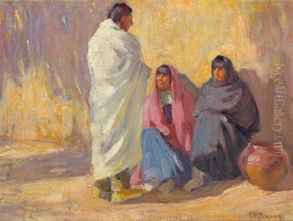 Taos Indians Oil Painting by Joseph Henry Sharp