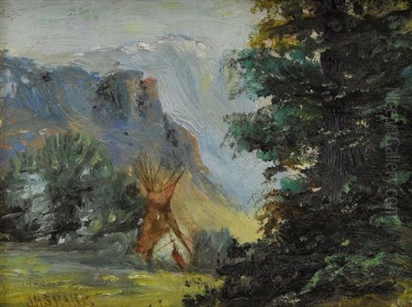 Montana Teepee Oil Painting by Joseph Henry Sharp