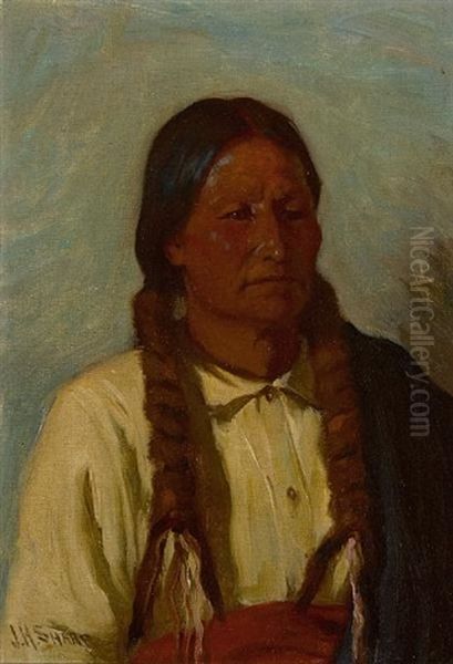 Portrait Of An Indian Oil Painting by Joseph Henry Sharp