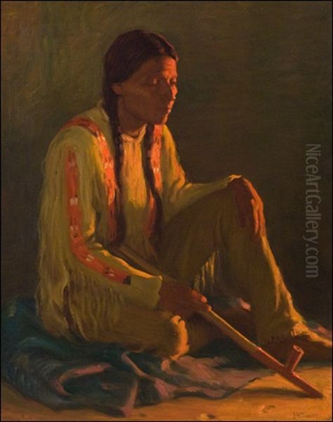 White Weasel, Taos Oil Painting by Joseph Henry Sharp