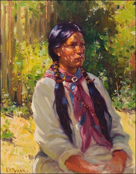 In The Shadows Oil Painting by Joseph Henry Sharp