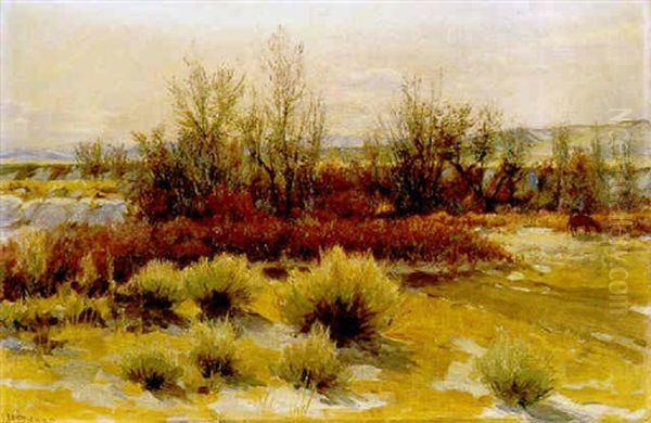 Lingering Snow Oil Painting by Joseph Henry Sharp
