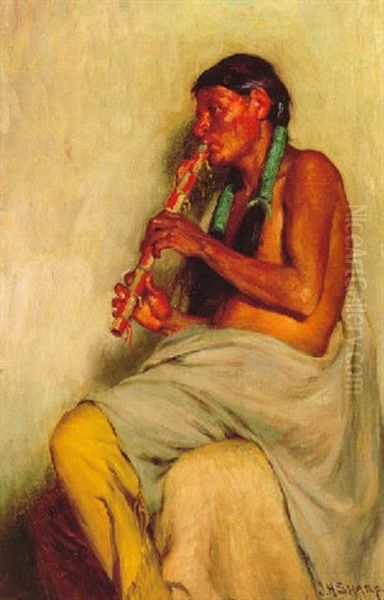 The Flute Player Oil Painting by Joseph Henry Sharp
