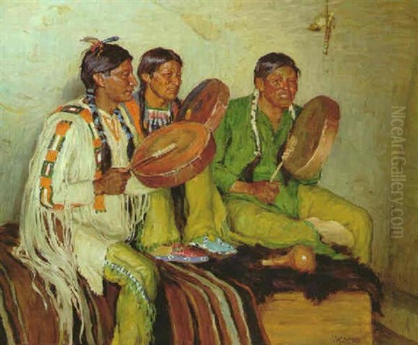 Hunting Song - Taos Indians Oil Painting by Joseph Henry Sharp