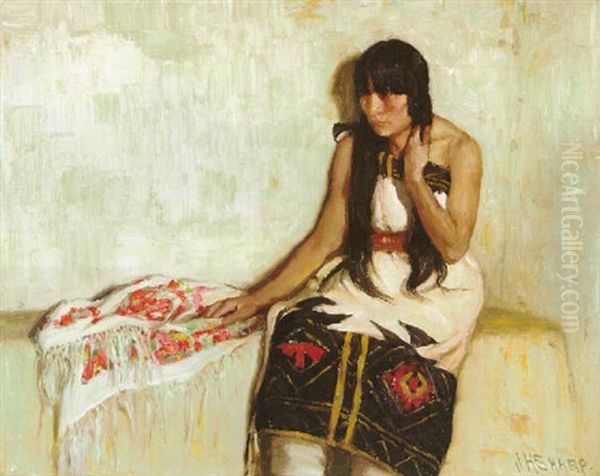 Crucita: Taos Indian Girl Oil Painting by Joseph Henry Sharp