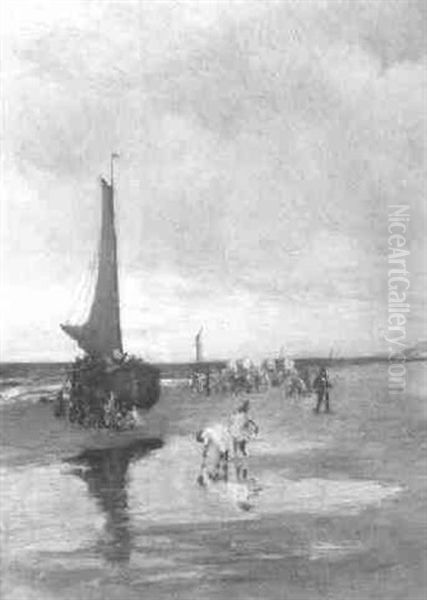 Beach At Scheveningen Oil Painting by Joseph Henry Sharp