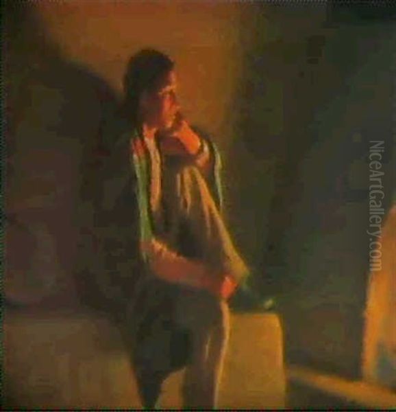 Bawling Deer Oil Painting by Joseph Henry Sharp