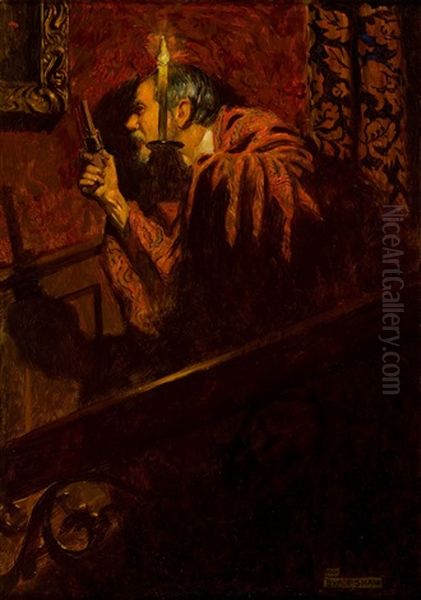 Man On Stairway Oil Painting by John Byam Shaw