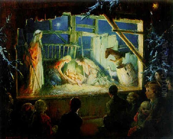 Nativity Scene Oil Painting by Everett Shinn