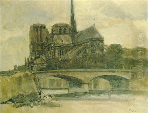 Notre Dame From The Banks Of The Seine Oil Painting by Walter Richard Sickert