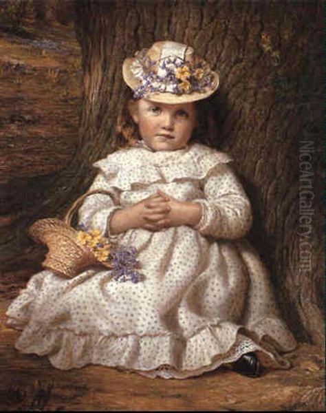 Primroses And Bluebells Oil Painting by Samuel Sidley