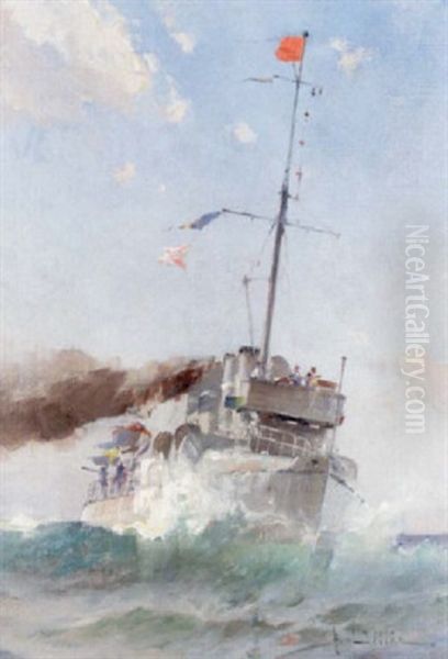 Marin Med Jagare I Hog Sjo Oil Painting by Herman Gustav af Sillen