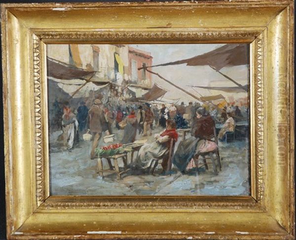 Mercato Napoletano Oil Painting by Michele De Simone