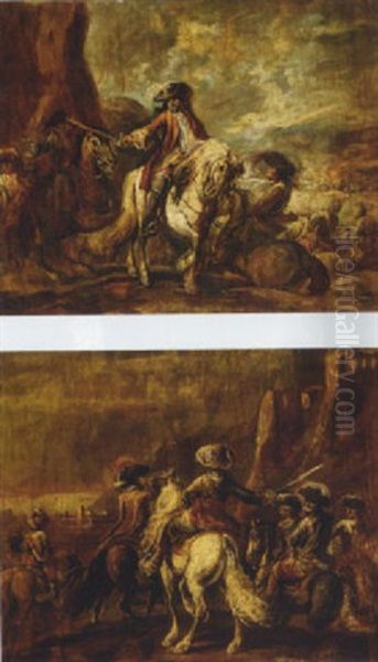 A Cavalryman Before His Troops Oil Painting by Francesco Simonini
