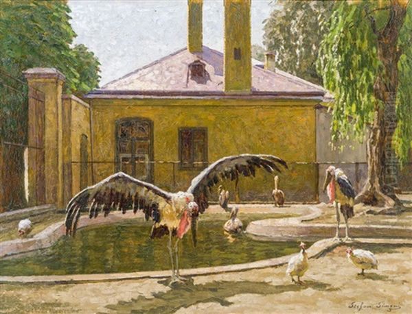 Marabus In Schonbrunn Oil Painting by Stefan Simony