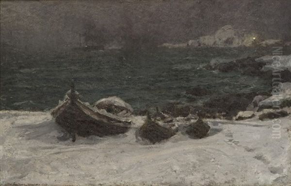 Taket Vinterdag Oil Painting by Otto Ludwig Sinding