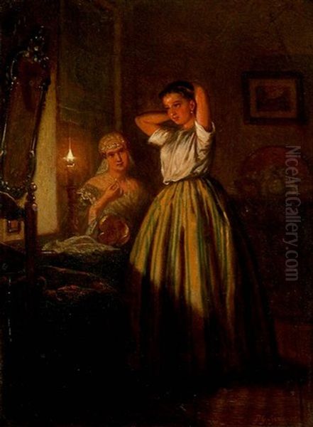 Lady At Her Dressing Table Oil Painting by Pieter Geerard Sjamaar