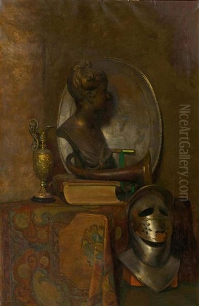 Pair Of Works: Kitchen Still Life With Vegetables/still Life With Bust Of A Woman Oil Painting by Frans Slager