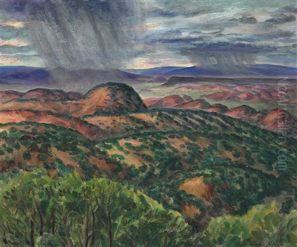 Sun Cloud Shower, Bishop's Lodge Oil Painting by John French Sloan