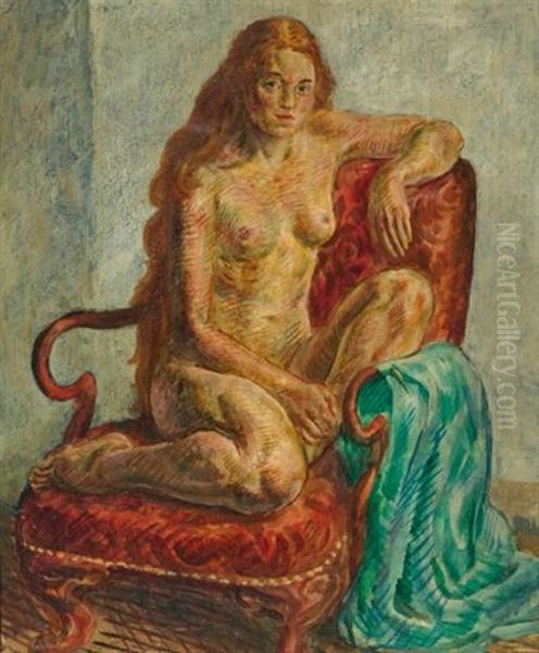Nude, Terra Cotta Oil Painting by John French Sloan