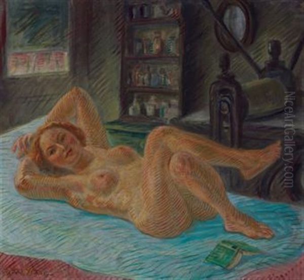 Reclining Nude And Press Oil Painting by John French Sloan