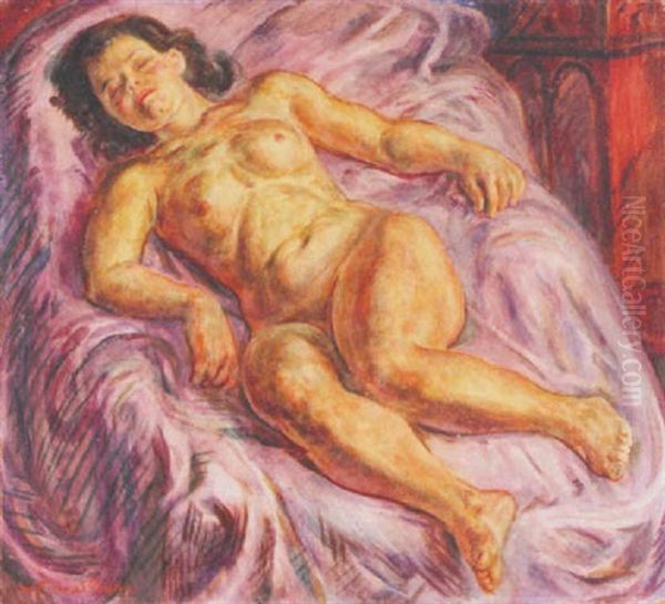 Sleeping Nude On Lavender Oil Painting by John French Sloan