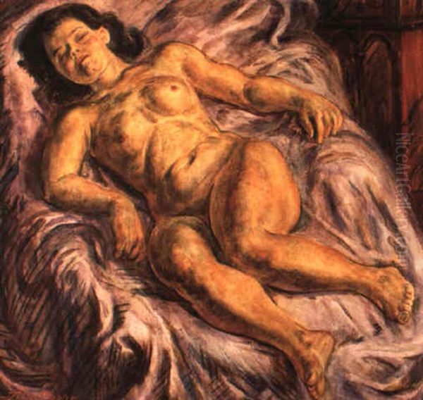 Sleeping Nude On Lavender Oil Painting by John French Sloan