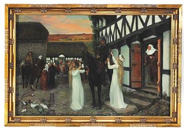 Ebbe Skammelsen I Bryllupsgaarden Oil Painting by Agnes Slott-Mrller