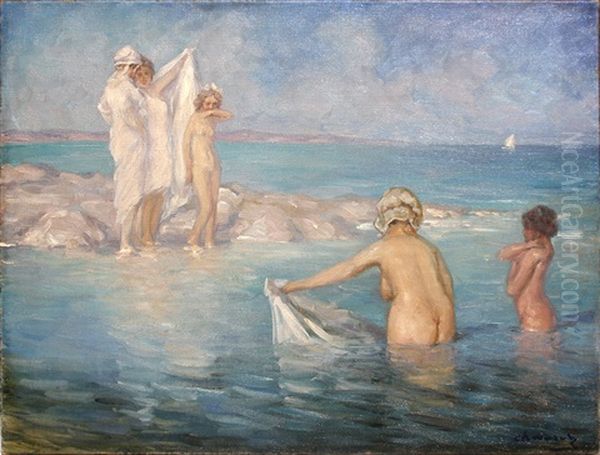 Bord De Mer Oil Painting by Pavel Dmitrievic Smarov