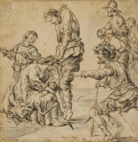 Le Couronnement D'epines Oil Painting by Leonaert Bramer