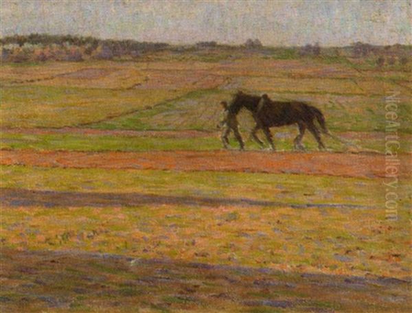 Working In The Fields, Brittany, France Oil Painting by Elmer Boyd Smith