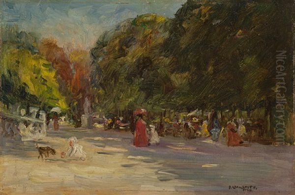 Luxembourg Gardens, Paris, France Oil Painting by Frederick Carl Smith