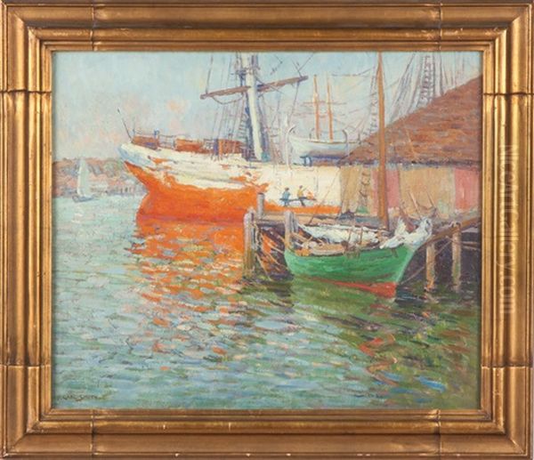 Old Salt Boat Oil Painting by Frederick Carl Smith